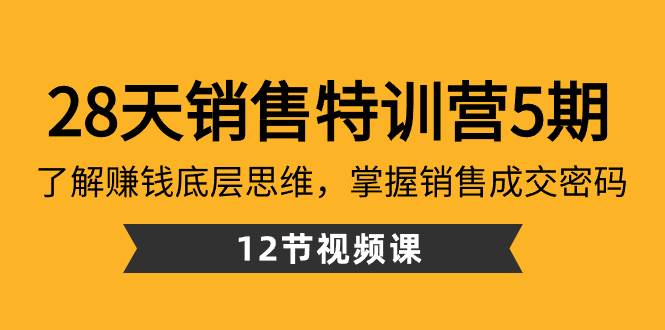 28天·销售特训营5期：了解赚钱底层思维，掌握销售成交密码（12节课）聚合网创-网创项目资源站-副业项目-创业项目-搞钱项目聚合网创
