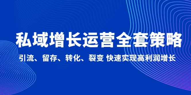 私域增长运营全套策略：引流、留存、转化、裂变 快速实现高利润增长聚合网创-网创项目资源站-副业项目-创业项目-搞钱项目聚合网创