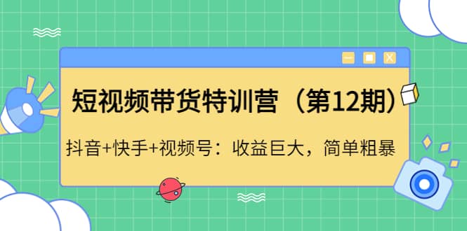 短视频带货特训营（第12期）抖音+快手+视频号聚合网创-网创项目资源站-副业项目-创业项目-搞钱项目聚合网创