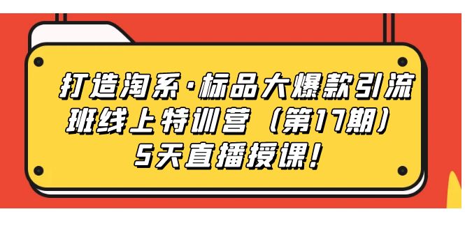 打造淘系·标品大爆款引流班线上特训营5天直播授课！聚合网创-网创项目资源站-副业项目-创业项目-搞钱项目聚合网创