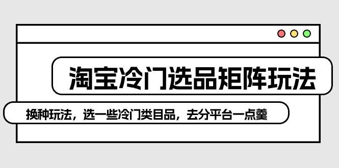 淘宝冷门选品矩阵玩法：换种玩法，选一些冷门类目品，去分平台一点羹聚合网创-网创项目资源站-副业项目-创业项目-搞钱项目聚合网创