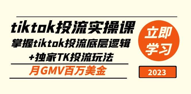 tiktok投流实操课：掌握tiktok投流底层逻辑+独家TK投流玩法聚合网创-网创项目资源站-副业项目-创业项目-搞钱项目聚合网创