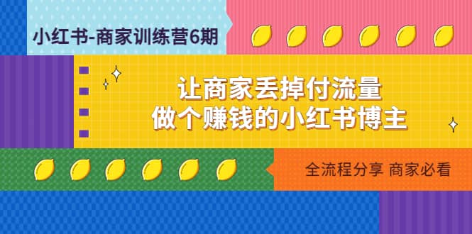 小红书-商家训练营12期：让商家丢掉付流量聚合网创-网创项目资源站-副业项目-创业项目-搞钱项目聚合网创