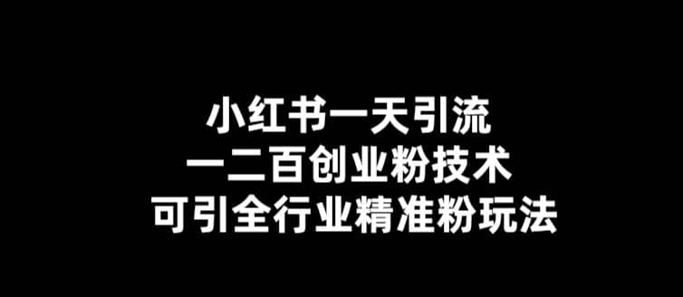【引流必备】小红书一天引流一二百创业粉技术，可引全行业精准粉玩法聚合网创-网创项目资源站-副业项目-创业项目-搞钱项目聚合网创