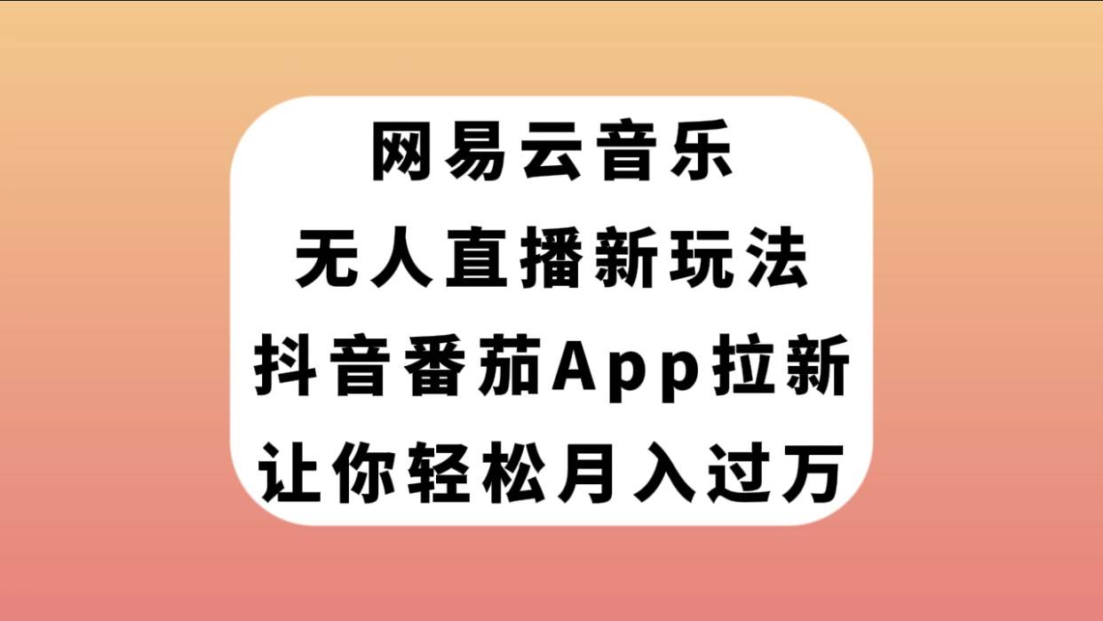 网易云音乐无人直播新玩法，抖音番茄APP拉新，让你轻松月入过万聚合网创-网创项目资源站-副业项目-创业项目-搞钱项目聚合网创