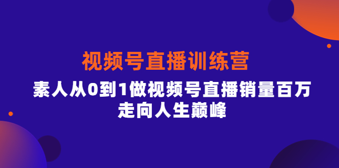 视频号直播训练营，素人从0到1做视频号直播销量百万，走向人生巅峰聚合网创-网创项目资源站-副业项目-创业项目-搞钱项目聚合网创
