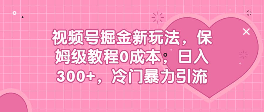 视频号掘金新玩法，保姆级教程0成本，日入300+，冷门暴力引流聚合网创-网创项目资源站-副业项目-创业项目-搞钱项目聚合网创
