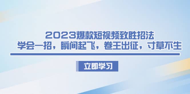 2023爆款短视频致胜招法，学会一招，瞬间起飞，卷王出征，寸草不生聚合网创-网创项目资源站-副业项目-创业项目-搞钱项目聚合网创