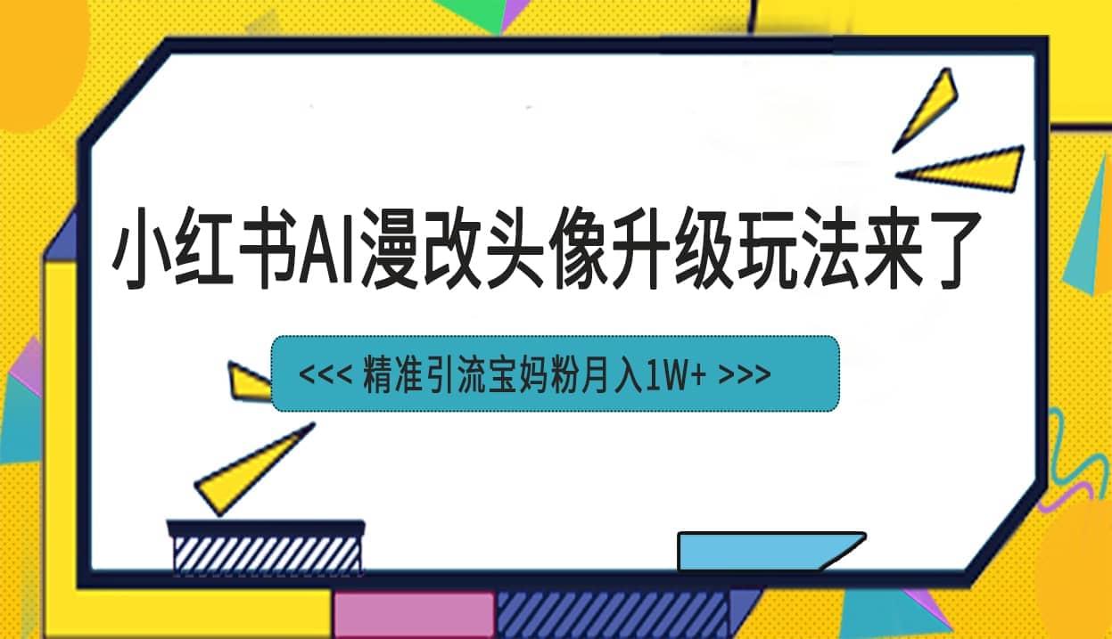 小红书最新AI漫改头像项目，精准引流宝妈粉，月入1w+聚合网创-网创项目资源站-副业项目-创业项目-搞钱项目聚合网创