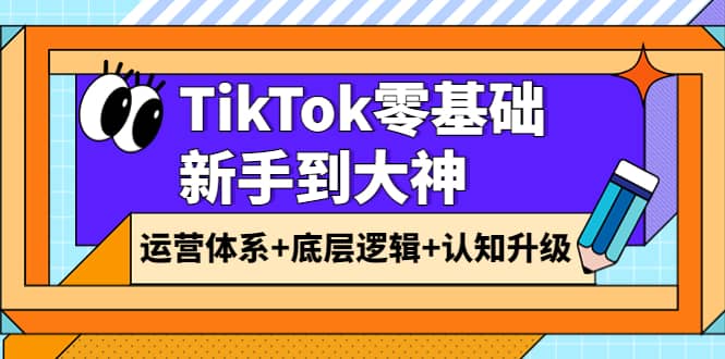 TikTok零基础新手到大神：运营体系+底层逻辑+认知升级（9节系列课）聚合网创-网创项目资源站-副业项目-创业项目-搞钱项目聚合网创