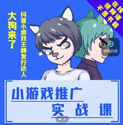 大狗来了：小游戏推广实战课，带你搭建一个游戏推广变现账号聚合网创-网创项目资源站-副业项目-创业项目-搞钱项目聚合网创