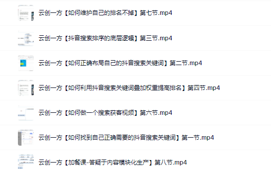 云创一方2022抖音SEO系列课程，教你如何快速上抖音搜索排名第一聚合网创-网创项目资源站-副业项目-创业项目-搞钱项目聚合网创