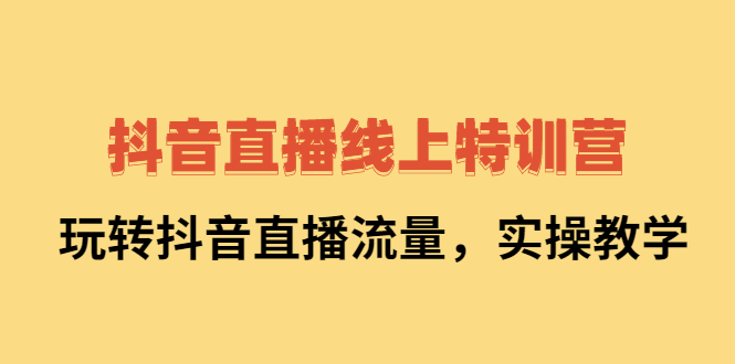 抖音直播线上特训营：玩转抖音直播流量，实操教学聚合网创-网创项目资源站-副业项目-创业项目-搞钱项目聚合网创