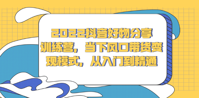 2022抖音好物分享训练营，当下风口带货变现模式，从入门到精通聚合网创-网创项目资源站-副业项目-创业项目-搞钱项目聚合网创