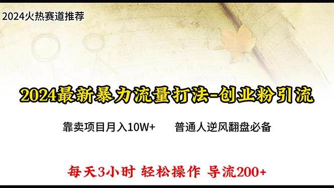 2024年最新暴力流量打法，每日导入300+，靠卖项目月入10W+聚合网创-网创项目资源站-副业项目-创业项目-搞钱项目聚合网创