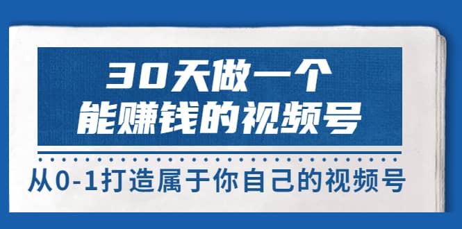 30天做一个能赚钱的视频号，从0-1打造属于你自己的视频号 (14节-价值199)聚合网创-网创项目资源站-副业项目-创业项目-搞钱项目聚合网创