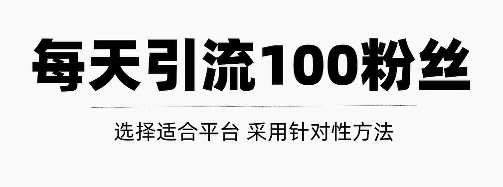 只需要做好这几步，就能让你每天轻松获得100+精准粉丝的方法！【视频教程】聚合网创-网创项目资源站-副业项目-创业项目-搞钱项目聚合网创