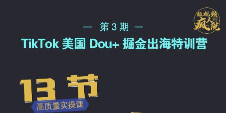 TikTok美国Dou+掘金出海特训营，美国dou+成功投放95%聚合网创-网创项目资源站-副业项目-创业项目-搞钱项目聚合网创