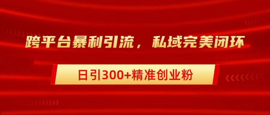 跨平台暴力引流，私域完美闭环，日引300+精准创业粉聚合网创-网创项目资源站-副业项目-创业项目-搞钱项目聚合网创