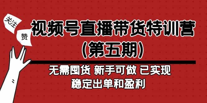 视频号直播带货特训营（第五期）无需囤货 新手可做 已实现稳定出单和盈利聚合网创-网创项目资源站-副业项目-创业项目-搞钱项目聚合网创