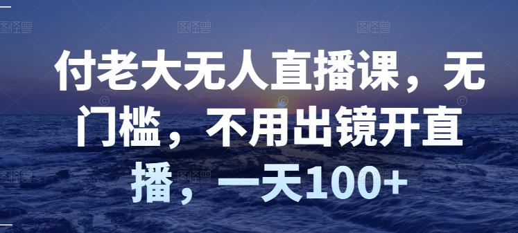付老大无人直播课，无门槛，不用出镜开直播，一天100+聚合网创-网创项目资源站-副业项目-创业项目-搞钱项目聚合网创