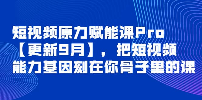短视频原力赋能课Pro【更新9月】，把短视频能力基因刻在你骨子里的课聚合网创-网创项目资源站-副业项目-创业项目-搞钱项目聚合网创