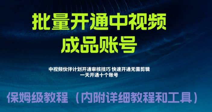 外面收费1980暴力开通中视频计划教程，附 快速通过中视频伙伴计划的办法聚合网创-网创项目资源站-副业项目-创业项目-搞钱项目聚合网创