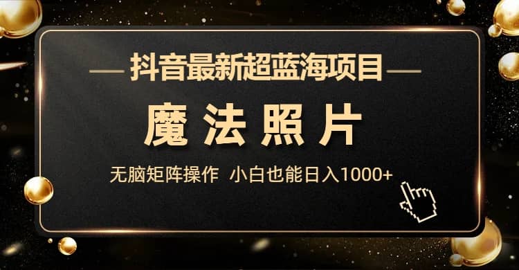 抖音最新超蓝海项目，魔法照片，无脑矩阵操作，小白也能日入1000+聚合网创-网创项目资源站-副业项目-创业项目-搞钱项目聚合网创
