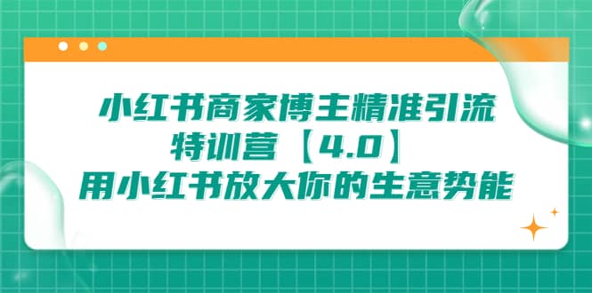 小红书商家 博主精准引流特训营【4.0】用小红书放大你的生意势能聚合网创-网创项目资源站-副业项目-创业项目-搞钱项目聚合网创
