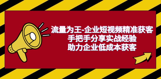 流量为王-企业 短视频精准获客，手把手分享实战经验，助力企业低成本获客聚合网创-网创项目资源站-副业项目-创业项目-搞钱项目聚合网创