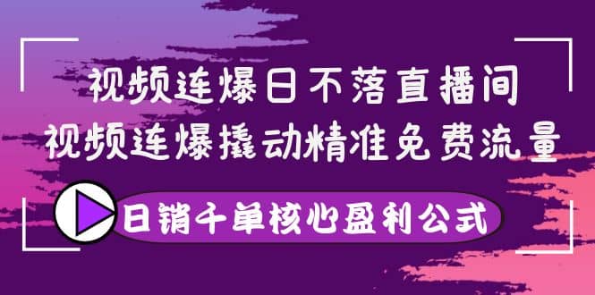 视频连爆日不落直播间，视频连爆撬动精准免费流量，日销千单核心盈利公式聚合网创-网创项目资源站-副业项目-创业项目-搞钱项目聚合网创