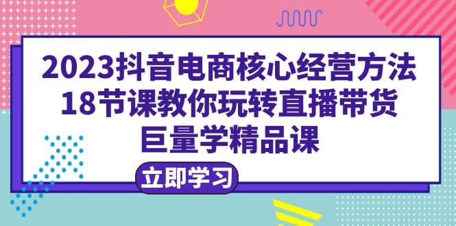 2023抖音电商核心经营方法：18节课教你玩转直播带货，巨量学精品课聚合网创-网创项目资源站-副业项目-创业项目-搞钱项目聚合网创