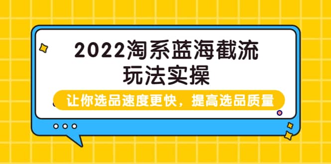 2022淘系蓝海截流玩法实操：让你选品速度更快，提高选品质量（价值599）聚合网创-网创项目资源站-副业项目-创业项目-搞钱项目聚合网创
