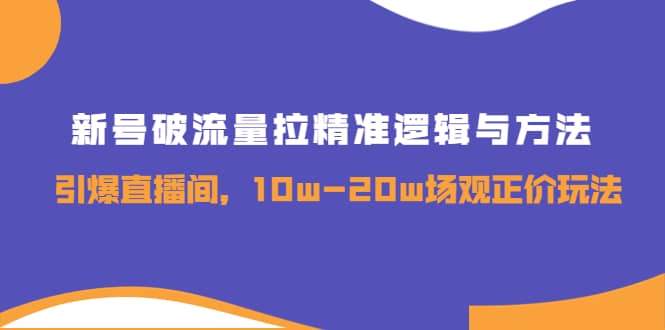 新号破流量拉精准逻辑与方法，引爆直播间，10w-20w场观正价玩法聚合网创-网创项目资源站-副业项目-创业项目-搞钱项目聚合网创