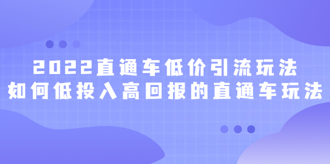 2022直通车低价引流玩法，教大家如何低投入高回报的直通车玩法聚合网创-网创项目资源站-副业项目-创业项目-搞钱项目聚合网创