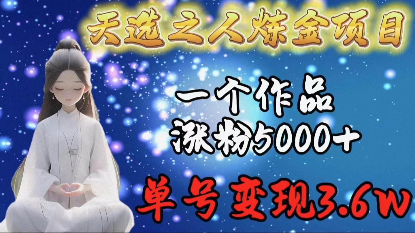 天选之人炼金项目，一个作品涨粉5000+，单号变现3.6w聚合网创-网创项目资源站-副业项目-创业项目-搞钱项目聚合网创
