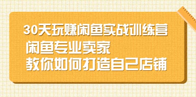 30天玩赚闲鱼实战训练营，闲鱼专业卖家教你如何打造自己店铺聚合网创-网创项目资源站-副业项目-创业项目-搞钱项目聚合网创