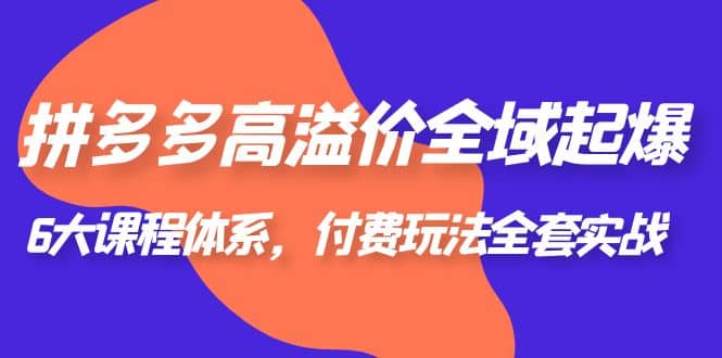 拼多多-高溢价 全域 起爆，6大课程体系，付费玩法全套实战聚合网创-网创项目资源站-副业项目-创业项目-搞钱项目聚合网创