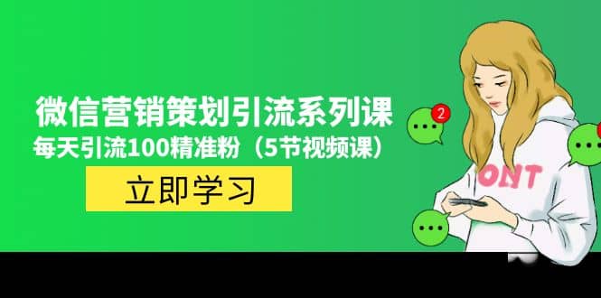 价值百万的微信营销策划引流系列课（5节视频课）聚合网创-网创项目资源站-副业项目-创业项目-搞钱项目聚合网创