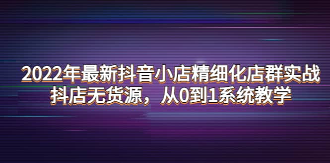 2022年最新抖音小店精细化店群实战，抖店无货源，从0到1系统教学聚合网创-网创项目资源站-副业项目-创业项目-搞钱项目聚合网创