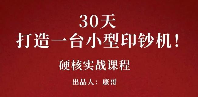 康哥30天打造一台小型印钞机：躺赚30万的项目完整复盘（视频教程）聚合网创-网创项目资源站-副业项目-创业项目-搞钱项目聚合网创