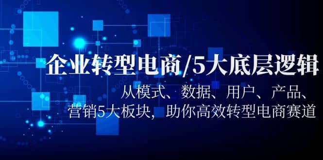 企业转型电商/5大底层逻辑，从模式 数据 用户 产品 营销5大板块，高效转型聚合网创-网创项目资源站-副业项目-创业项目-搞钱项目聚合网创