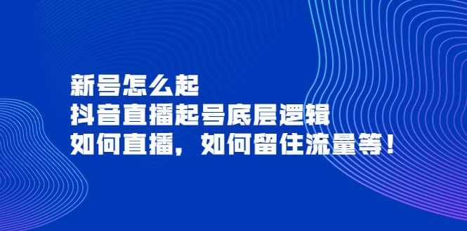 新号怎么起，抖音直播起号底层逻辑，如何直播，如何留住流量等聚合网创-网创项目资源站-副业项目-创业项目-搞钱项目聚合网创