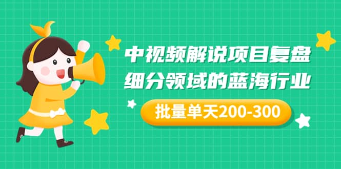 某付费文章：中视频解说项目复盘：细分领域的蓝海行业 批量单天200-300收益聚合网创-网创项目资源站-副业项目-创业项目-搞钱项目聚合网创
