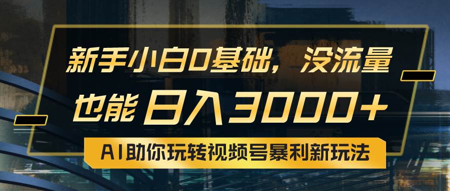 小白0基础，没流量也能日入3000+：AI助你玩转视频号暴利新玩法聚合网创-网创项目资源站-副业项目-创业项目-搞钱项目聚合网创