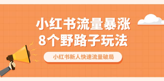 小红书流量-暴涨8个野路子玩法：小红书新人快速流量破局（8节课）聚合网创-网创项目资源站-副业项目-创业项目-搞钱项目聚合网创