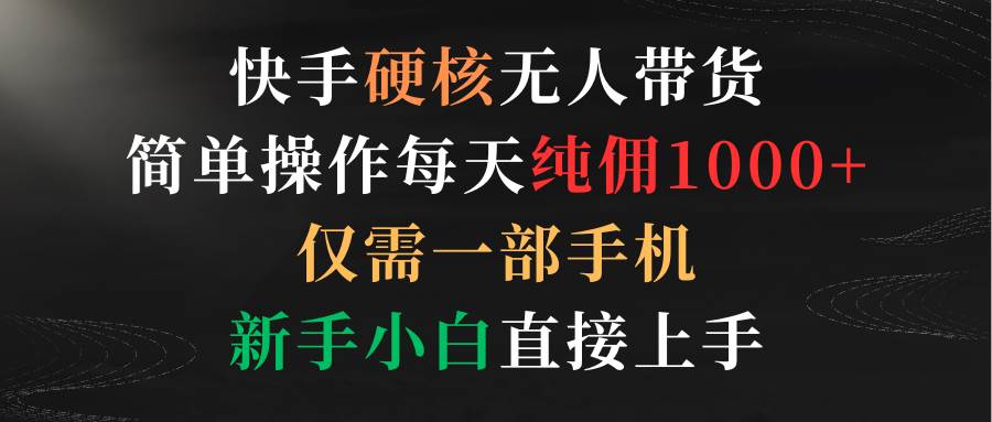 快手硬核无人带货，简单操作每天纯佣1000+,仅需一部手机，新手小白直接上手聚合网创-网创项目资源站-副业项目-创业项目-搞钱项目聚合网创