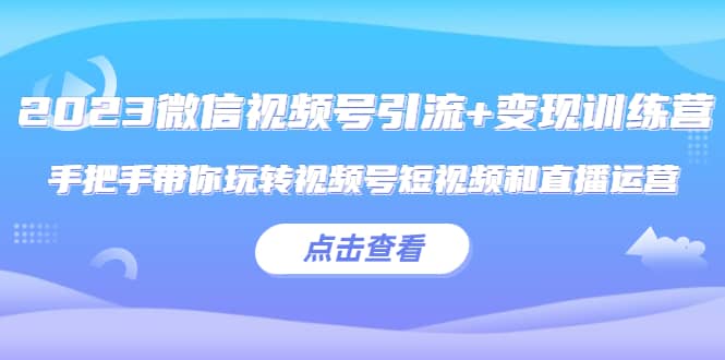 2023微信视频号引流+变现训练营：手把手带你玩转视频号短视频和直播运营聚合网创-网创项目资源站-副业项目-创业项目-搞钱项目聚合网创