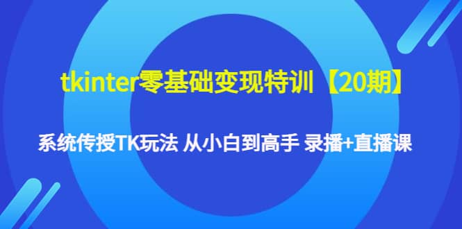 tkinter零基础变现特训【20期】系统传授TK玩法 从小白到高手 录播+直播课聚合网创-网创项目资源站-副业项目-创业项目-搞钱项目聚合网创