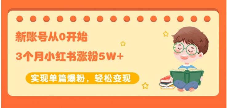 新账号从0开始3个月小红书涨粉5W+实现单篇爆粉，轻松变现（干货）聚合网创-网创项目资源站-副业项目-创业项目-搞钱项目聚合网创